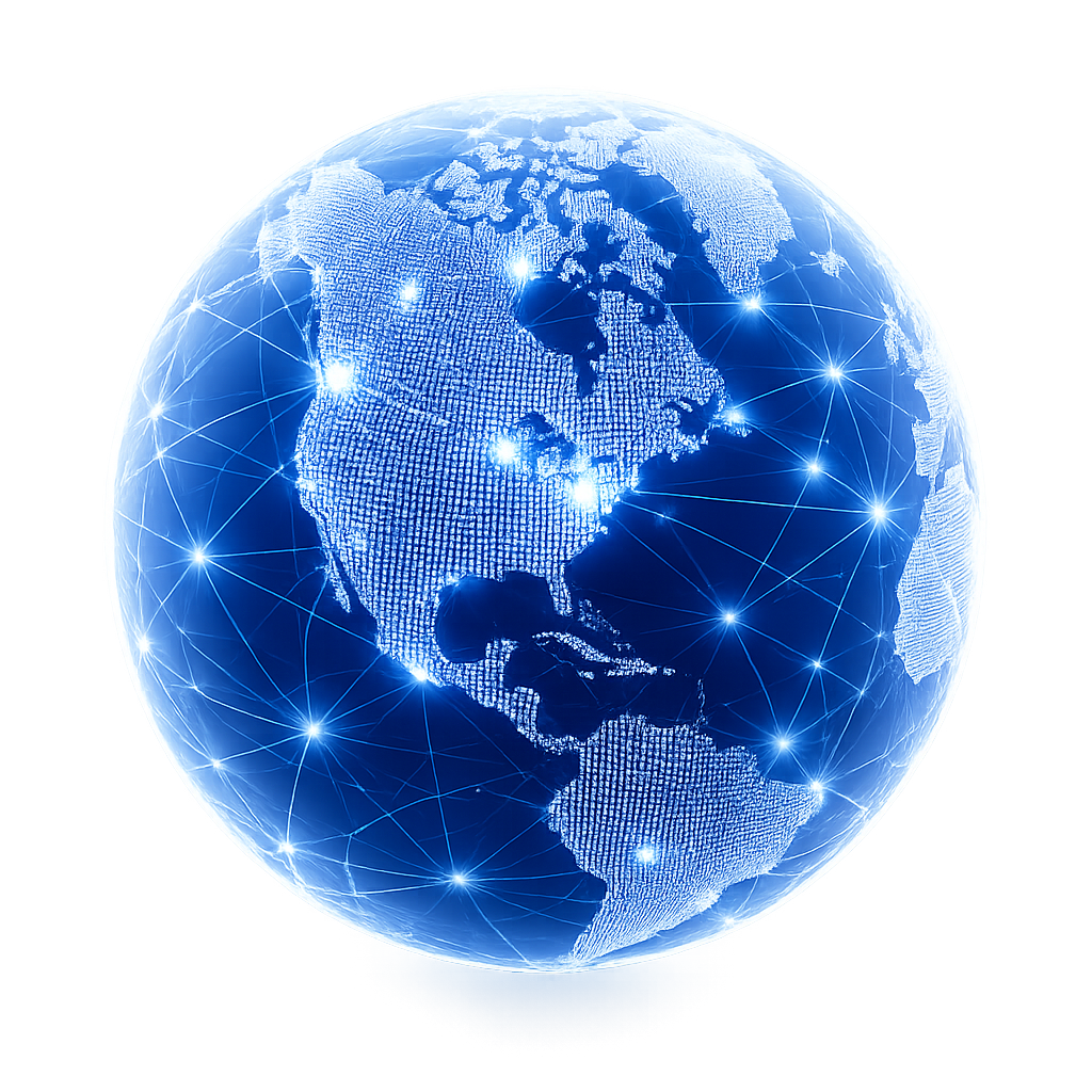 Digital globe showing global trade connections across the Americas